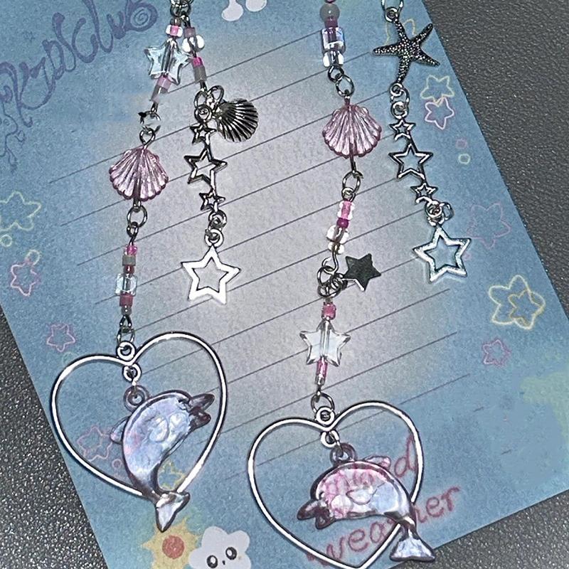 Summer Sea Dolphin Shell Star Phone Charms Pendant Diy Bead Safe Lucky Cases Hanging For Bag Ccd Camera Colorful Y2K Ins Korea