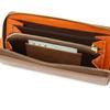Mozu Leather Long Wallet with Round Square for Men and 86092 Zipper, Design, Women, (Camel)