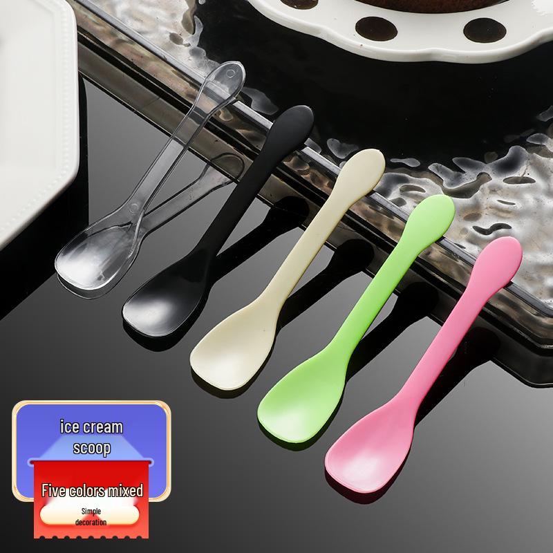Disposable Thickened Plastic Spoon for Dessert, Ice Cream, Popsicle, Jelly, Pudding, Fruit, & Salad