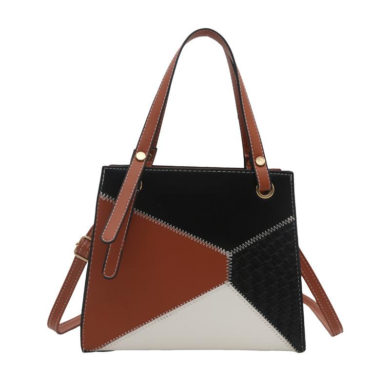 

Women s bags, new trendy handbags, contrasting colors, large-capacity fashion shoulder bags, woven messenger bags. коричневий