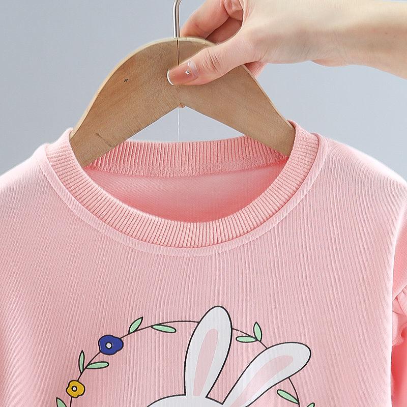 Weibliches Baby-Set Frühling und Herbst Kinder Casual Kinderbekleidung Pullover Hosen Zweiteiliges Set