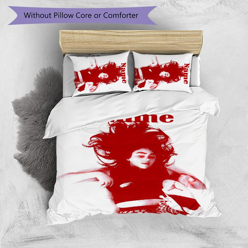 3pcs Custom Name Billie Eilish Bedding Set Duvet Cover Closure Includes 1 Duvet Cover & 2 Pillowcases for All Seasons Bedroom Decor