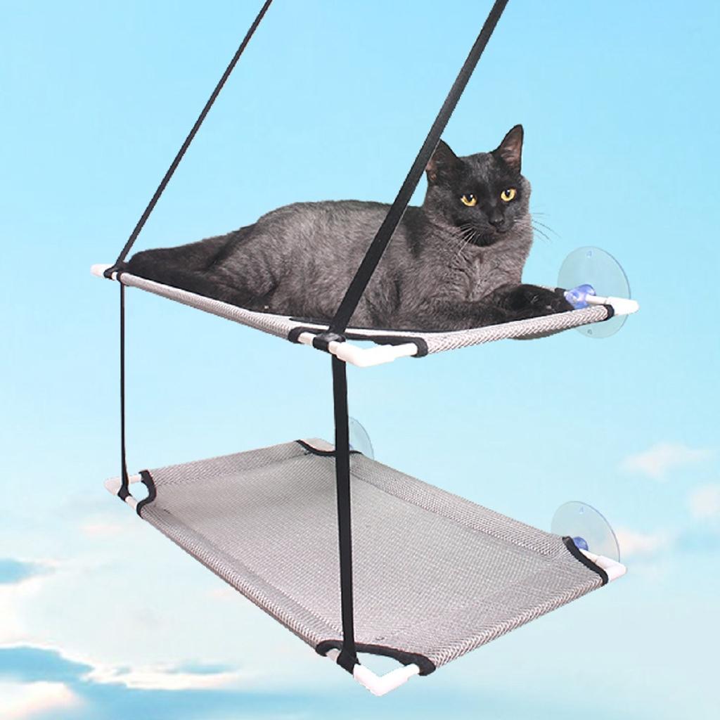 2 Layers Hammock Pet Cat Basking Window Mounted Seat Home Suction Cup Hanging Bed Mat Lounge Cats Supplies 20kg