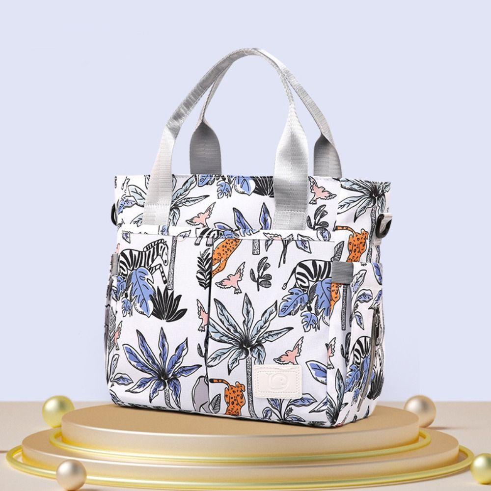Portable Waterproof Mommy Handbag Printing Solid Color Baby Diaper Bag Large Capacity Oxford Baby Care Bag Women