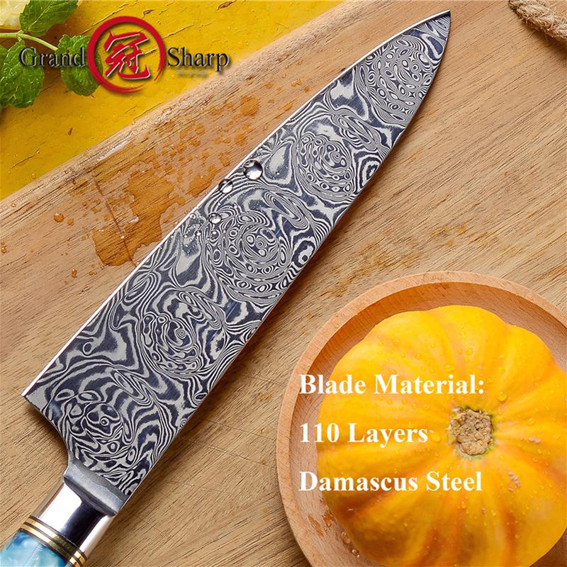 7.5 Inch Chef Knife 110 Layers Damascus Kitchen Knives Stainless Steel Chefs Slicing Cooking Tool