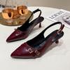 Fashionable Pointed Toe Shallow Mouth New High-heeled Shoes Summer Elegant Buckle Decorated Stiletto Black Women's Shoes Pumps