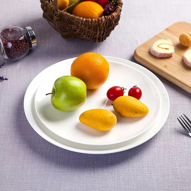 Jijun White Melamine Shallow Dinner Plates