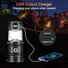Solar Portable LED Lantern Telescopic Flashlight USB Rechargeable Torch Tent Lamp Outdoor Camping Emergency Work Light