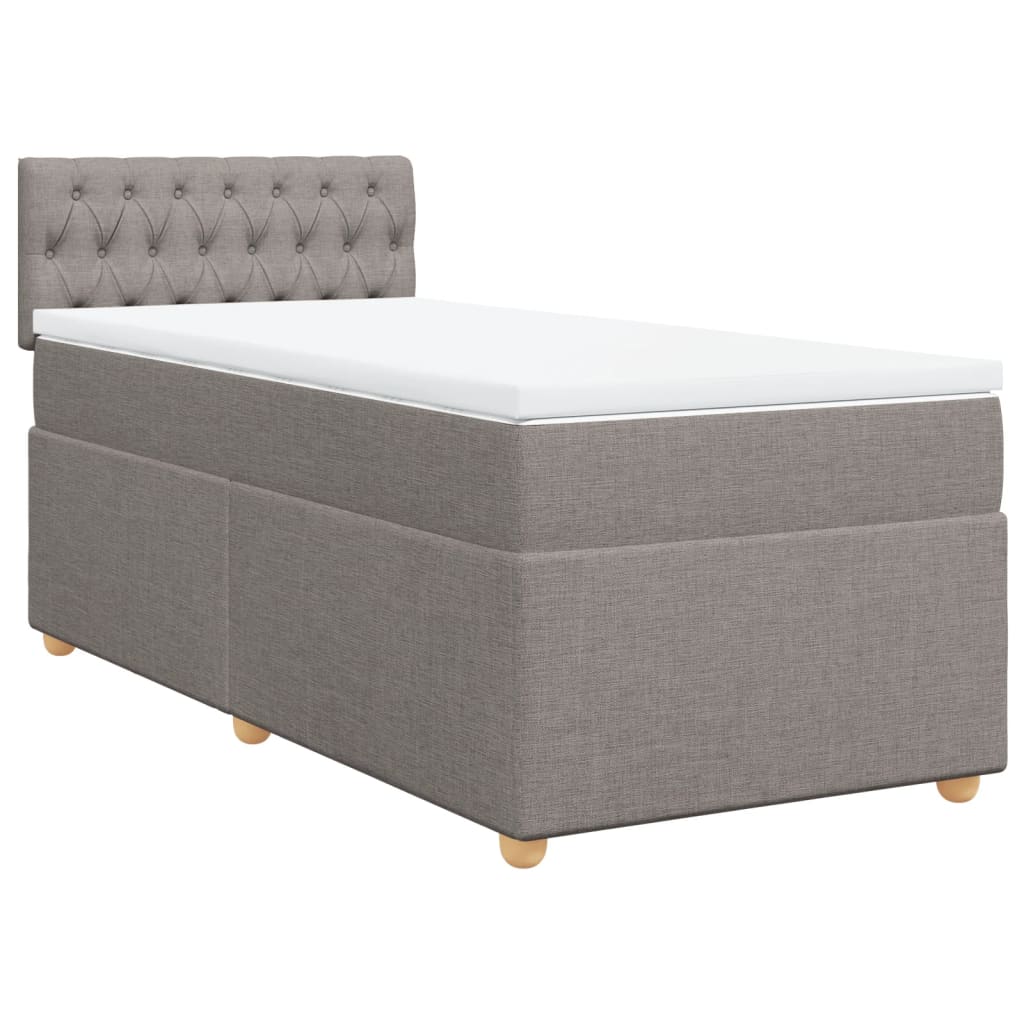Box Spring Bed with Mattress Taupe 90 x 200 cm Fabric