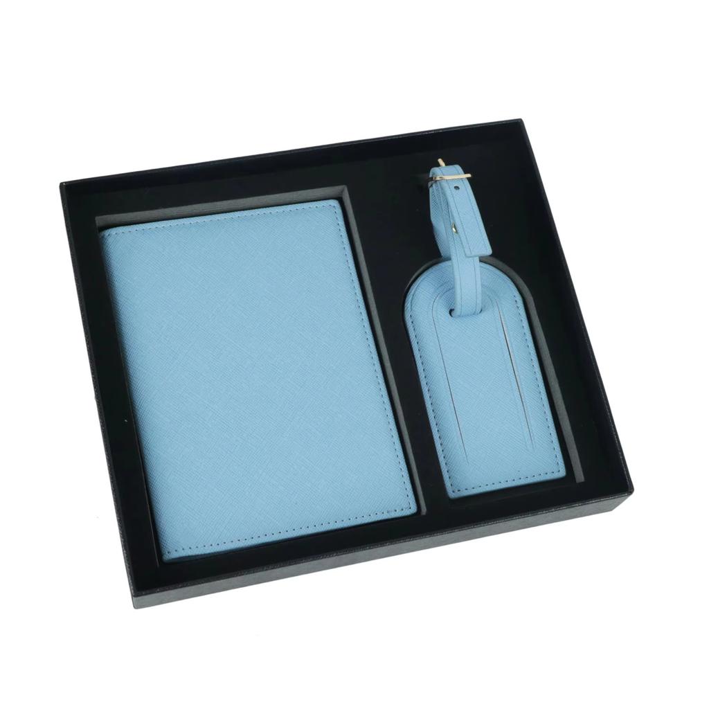 Free Monogrammed Initial Letters Gift Box Set Saffiano Leather Passport Holder Luggage Tag Passport Cover Travel Accessories