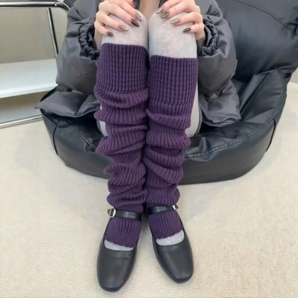 Einfarbige Plüschsocken Über Knie Röhre Ballett Joghurt Beinwärmer JK Lange Beinsocke Herbst