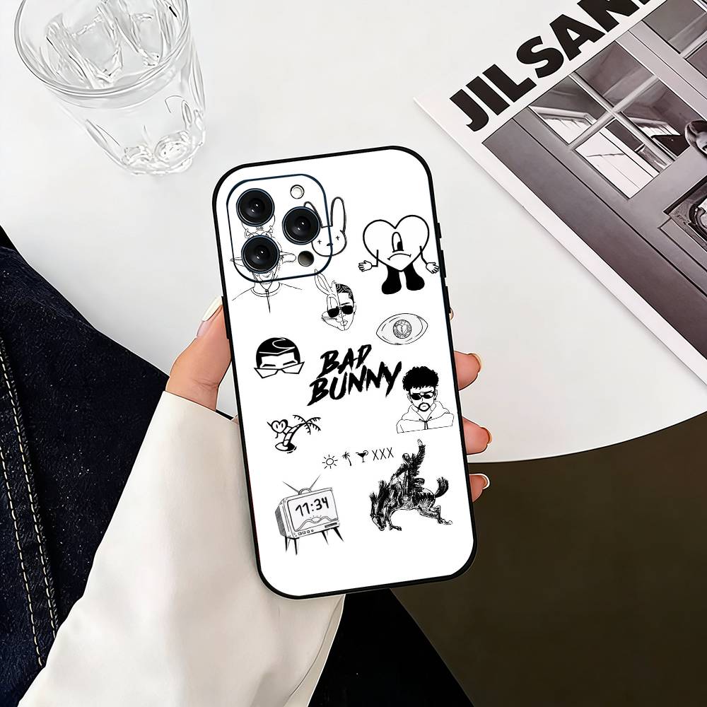 Bad B-bunny F-fondo Phone Case For iPhone 17, 16,15,14,13,12,11 Plus,Pro Max, Others Soft Black Cover