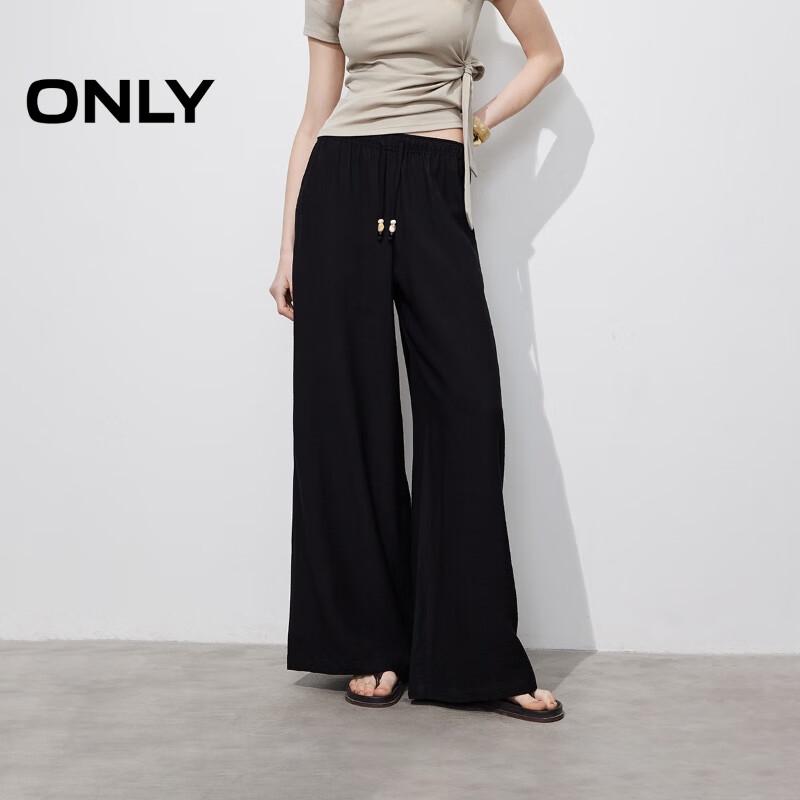 ONLY Women s Relaxed Straight-Leg Elastic Waist Casual Pants M