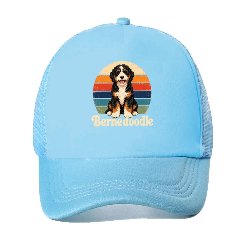 Vintage Bernedoodle Sunset Stripe Po Mesh Baseball Cap For Womens Unisex FeUnisex Beach Dad Hat Hip Hop