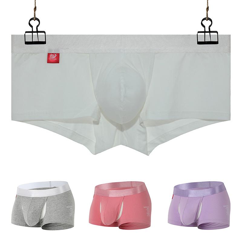 1PC Shorts Sexy Panties Mid Waist Boxer Briefs Men Open Front Large Size U Bulge Pouch Underwear Cotton Breathable