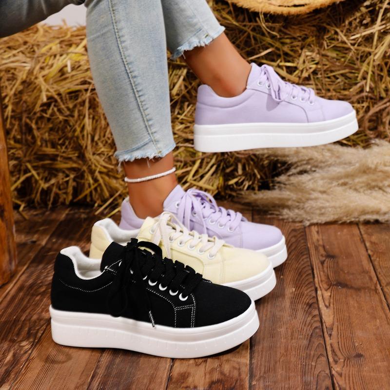 Autumn new large-size single shoes women's round head thick-soled casual lace-up round head foreign trade women's single shoes