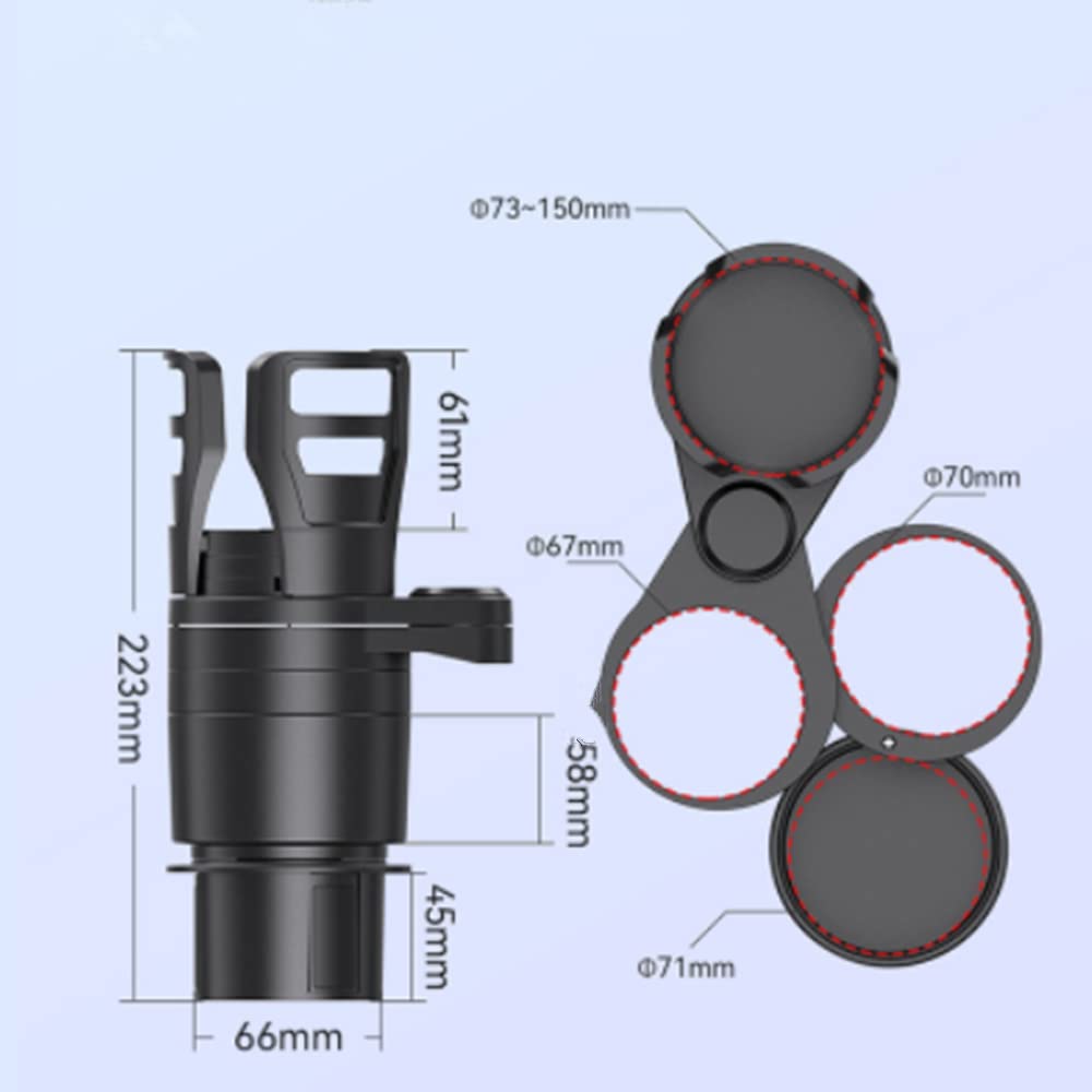 TATACLEA Car Cup Stable Adjustable Automatically Adjustable Elastic Easy Installation 4-in-1 Holder, Multifunctional, 360° Rotation, Non-Slip,