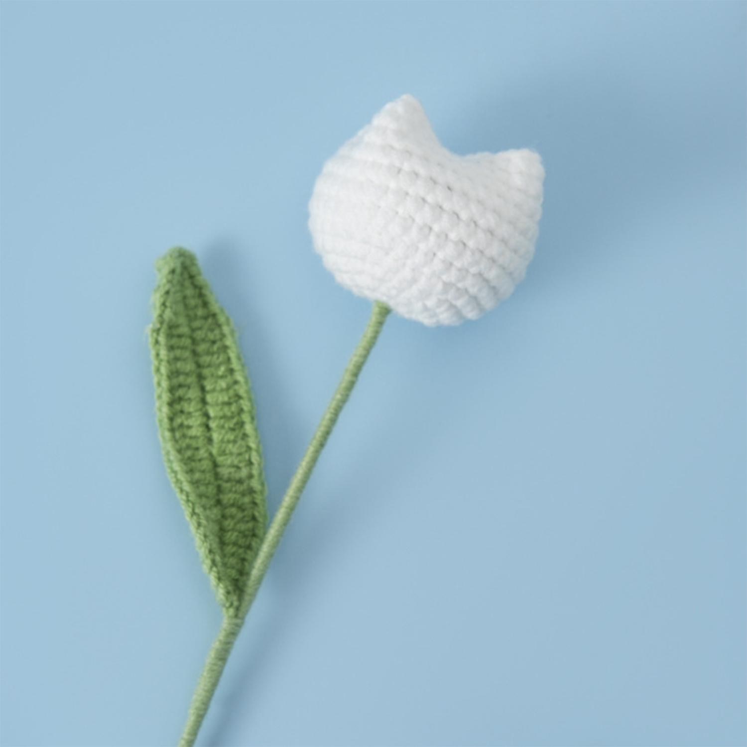 Knitting Tulip Flower Crochet Artificial Flower Single Flower Bouquet Handmade Simulation Flower Home Festive Party Decorations