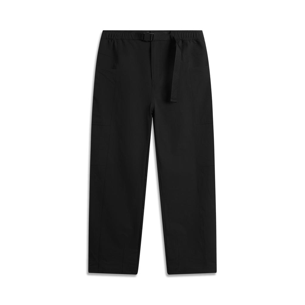 Li-Ning Sports Lifestyle Series Solid Color Mid-Rise Comfortable Breathable Versatile Straight Leg Casual Pants Men bottoms Black AYKU739-2