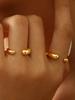 Western Simple Fashion Niche Temperament Stainless Steel 18K Gold-Plated Geometric Pattern Single Ring Open Ring Female