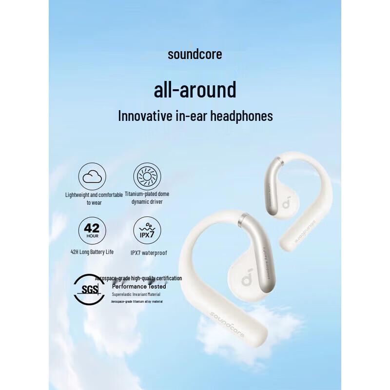Soundcore AeroFit Lightweight Open-Ear Sports Bluetooth Headphones