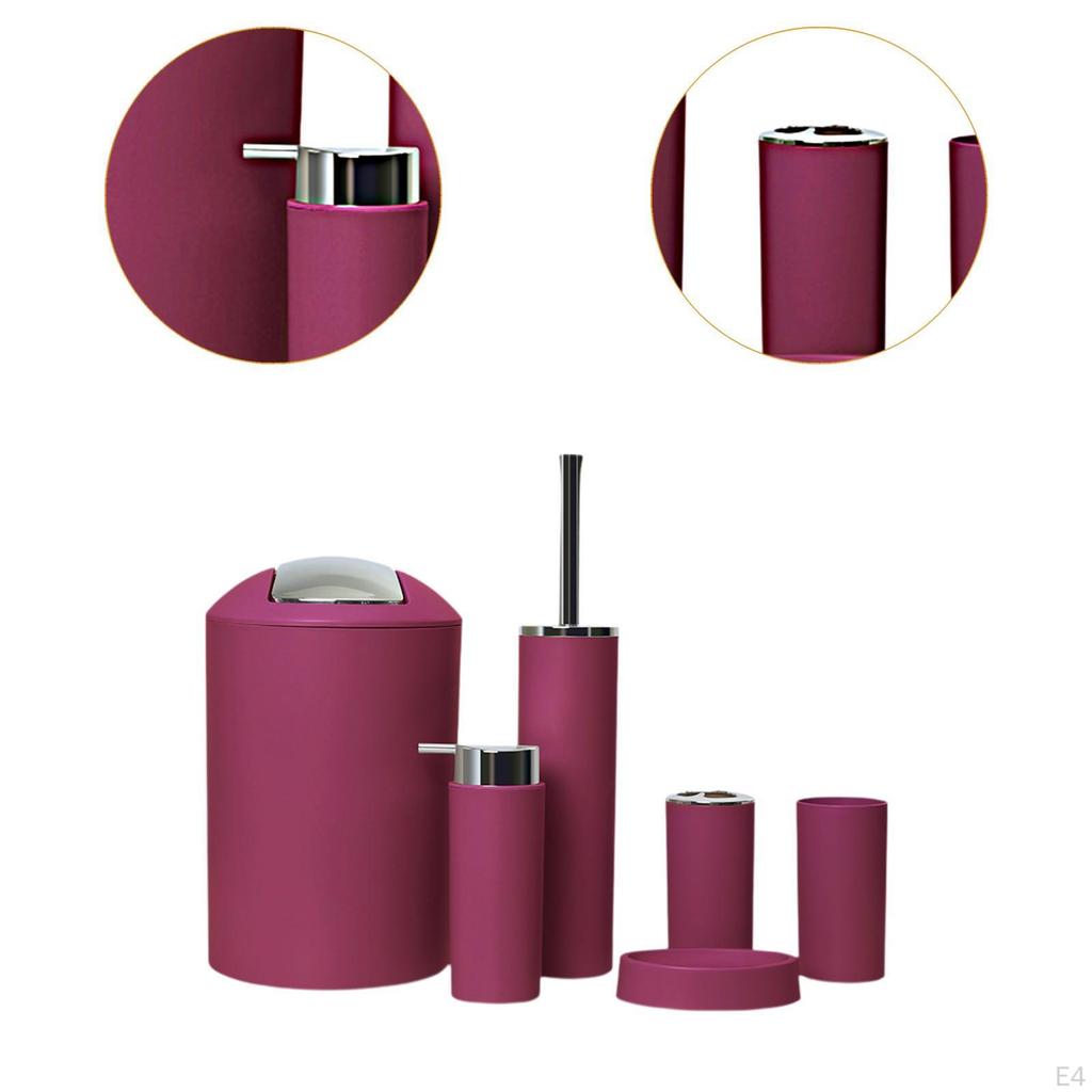 6 Pieces Bathroom Accessories Set Supplies Easy to Clean Home Apartment Use Soap Dish