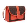 New COACH Lonnie Fabric With Cow Leather Small Square Bag Shoulder Bag, Crossbody Bag Medium Women's Brown & Orange Red C8307-IMUQ2