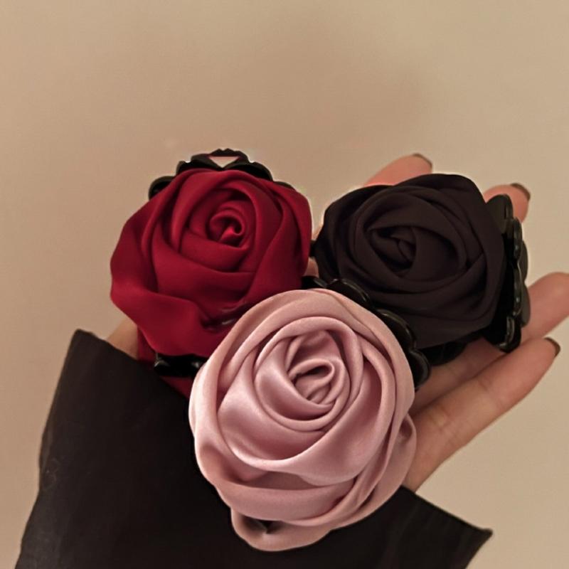 Non-Slip Satin Hair Claw Cute Ponytail Catch Strong Hold Princess Hairpin