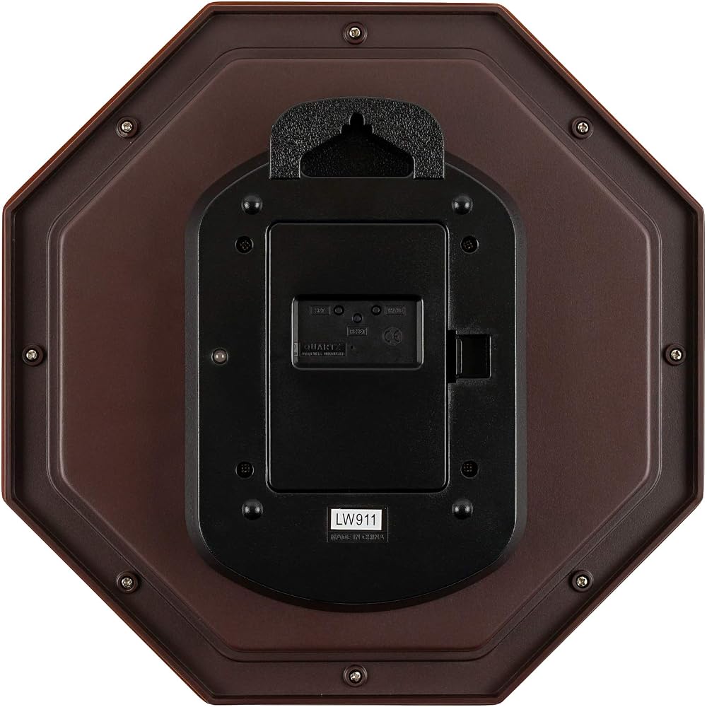 CASIO Wall Clock, Radio-Controlled, Brown, Analog, Octagonal, Wooden Frame, Japanese Style Room, IQ-1106J-5JF