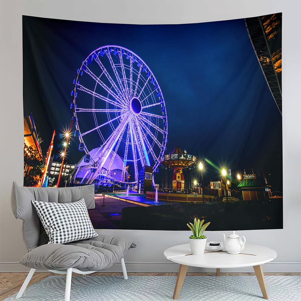 Paris Night View Tapestry Eiffel Tower Tapestry Ferris Wheel Tapestry Art Wall Hanging Home Living Room Bedroom Dorm Tapestries