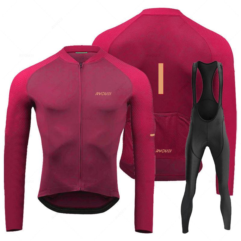 Rvouei 2026 New Autumn Long Sleeve Bib Pants Cycling Jersey Set Ropa Ciclismo Bicycle Clothing Bike Jersey Uniform Men Clothe