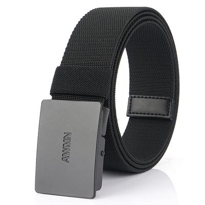 New AWMNMen's Elastic Belt All-Matching Work Clothes Jeans Casual Pressing Buckle