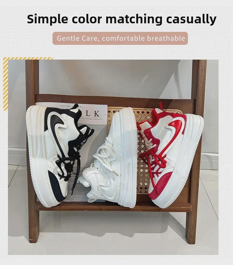 2025 Spring White Platform Sneakers for Women - Korean Style Casual Sports Shoes S6102051