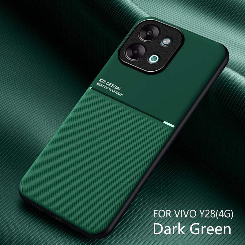 Pro Vivo Y28 Nárazuvzdorné pouzdro Magnetický držák do auta Kožené silikonové pouzdro Kryty na telefon pro Vivo Y28 Mobilní kufr pro Vivo Y28 4G