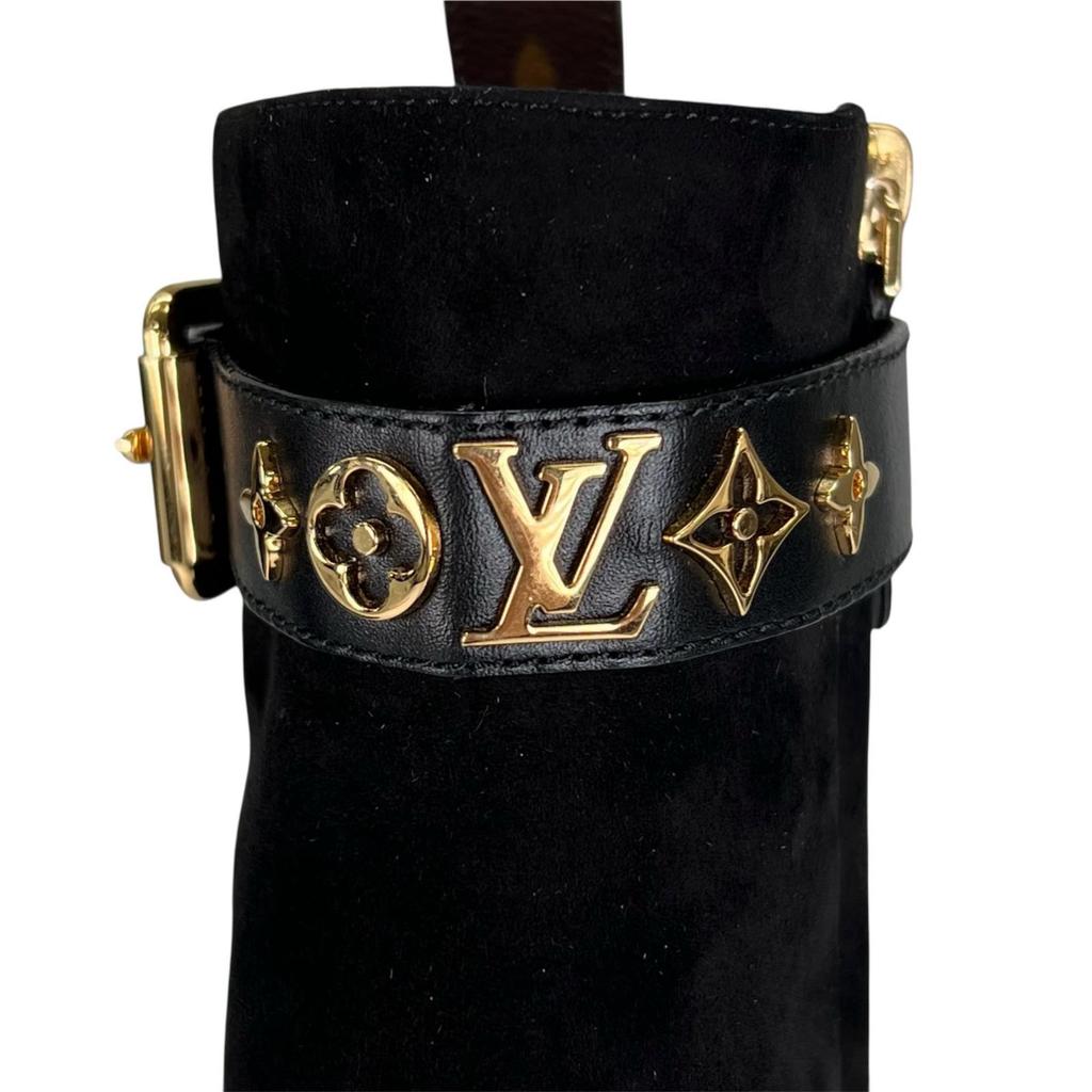 Cizme excelente LOUIS VUITTON până la gleznă negre piele de căprioară Femei 35 1A965S Folosit