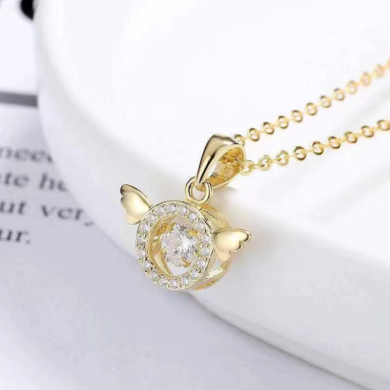 

Ожерелье в форме сердца TikTok: Модные украшения на ключицу в виде крыльев ангела для женщин FQ027 золотой