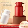 Large Capacity Red Thermos Pot with Glass Liner - Thermal Insulated Hot/Cold Water Kettle with One-Button Dispense for Dorm Students.