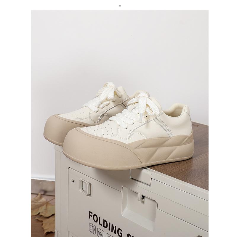 Lace-up bread little white shoes women's Korean version comfortable sports fluffy muffin thick sole ugly cute soft sole heightening big head sho