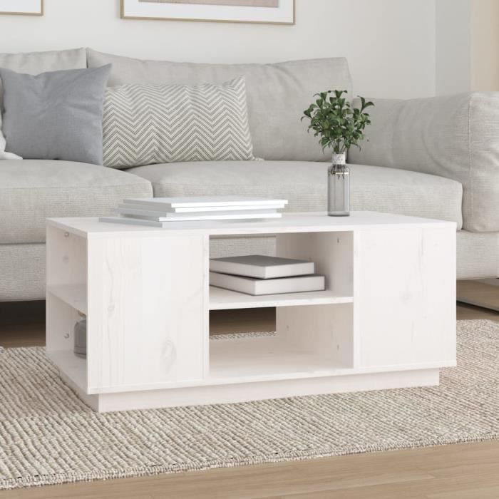 814400 vidaXL Coffee Table White 90x49x40.5 Cm Solid Pine Wood