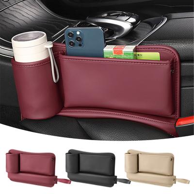 Autositz-Seiten-Organizer, Getränkehalter, Leder, Autositz, Lückenfüller, Aufbewahrungsbox, Taschenfänger, Autozubehör, Verstauen, Aufräumen