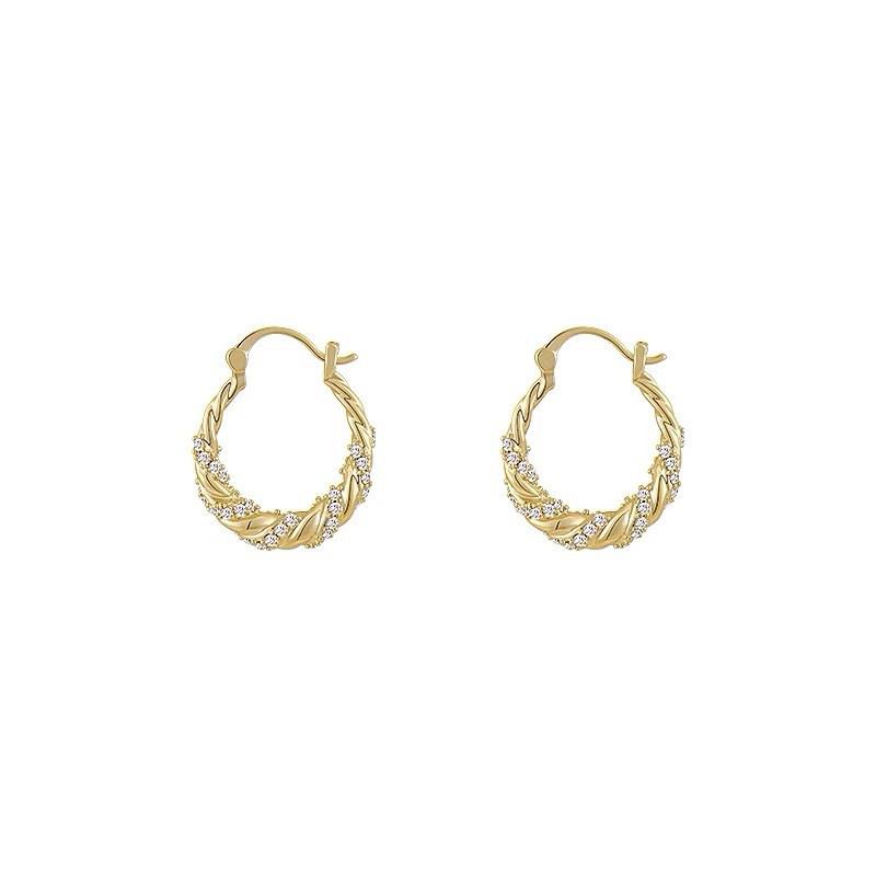 New Statement Shiny Rhinestone Earrings Classic Geometric Round Hoop Earrings Fashion Circle Jewelry Women Accessories