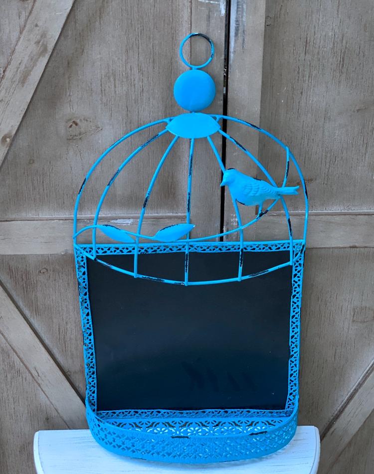 

Birdcage wall hanging decoration with small blackboard storage basket cafe literary shop wall hanging decoration синій