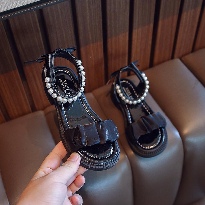 

[Girls Summer Roman Sandals Soft Sole Fashion Sports Casual for Kids Students] size 37 чорний