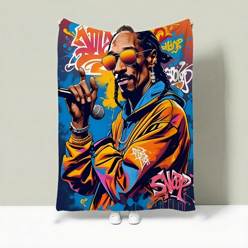 Rapper S-Snoop Dogg Throw Lightweight 240g Flannel Blanket Soft Skin-friendly for Summer Cooling