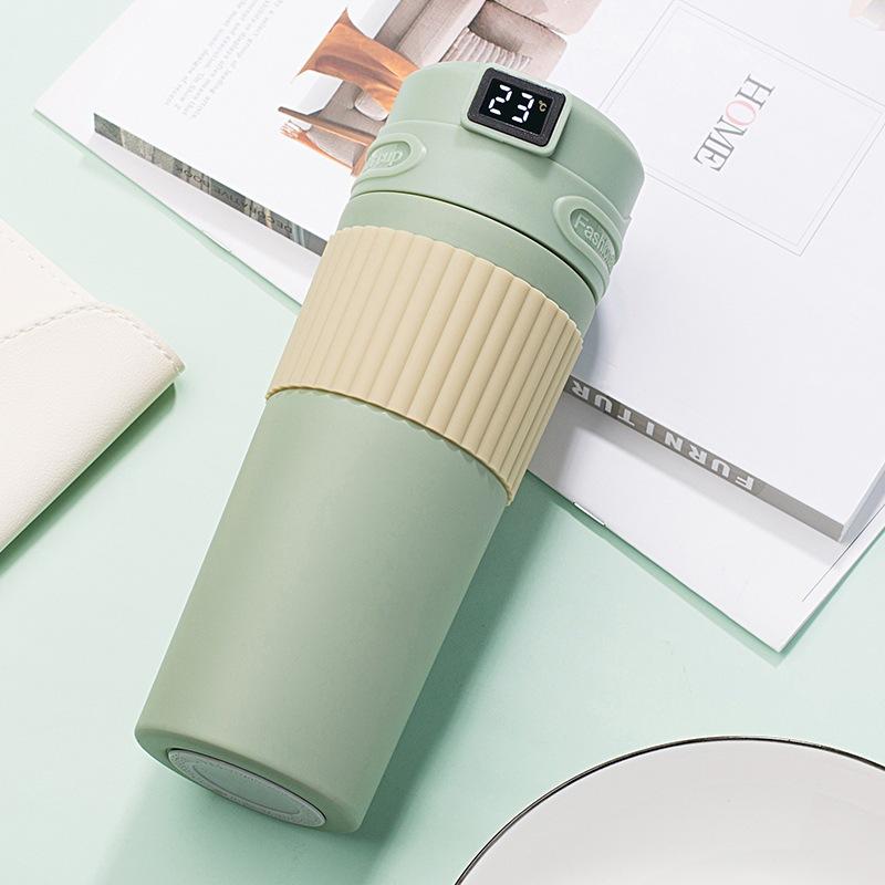 480ml Smart Temperature Display Coffee Cup Thermal Water Bottle Insulated Stainless Steel Thermos Travel Mug Portable Outdoor 480ml