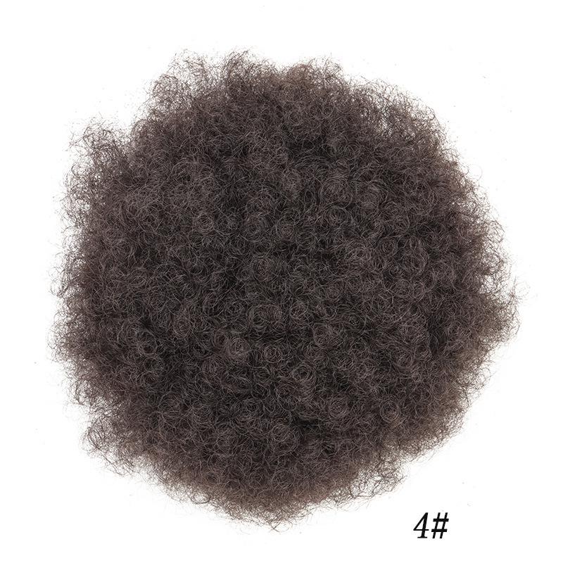African Small Curls Fluffy Explosion Drawstring Bun Wig