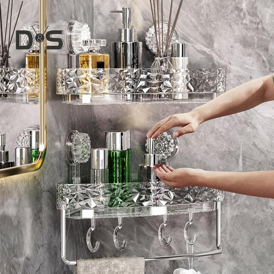 Suction Cup Corner Wall Shelf Storage Rack Strong Load-bearing Large Capacity Easy To Install Heavy-Duty Shower Organizer Shelf