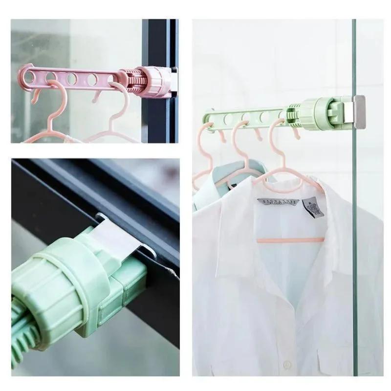 Folding Wall Mount Clothes Hanger Wall Mounted 5-Hole Hanger Punch-Free Bathroom Space Saving Clothes Hangers 5-Hole Drying Rack