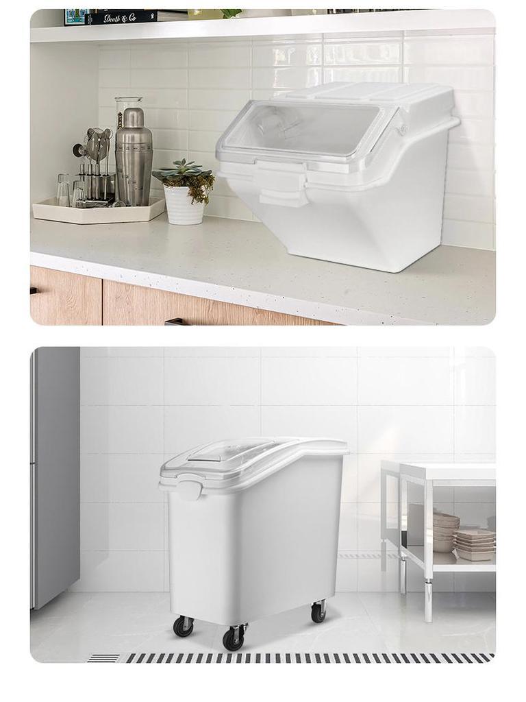 Large Food-Grade Rice Storage Bin, Insect & Moisture-Proof, with Partition, Durable PP Plastic, High Capacity.