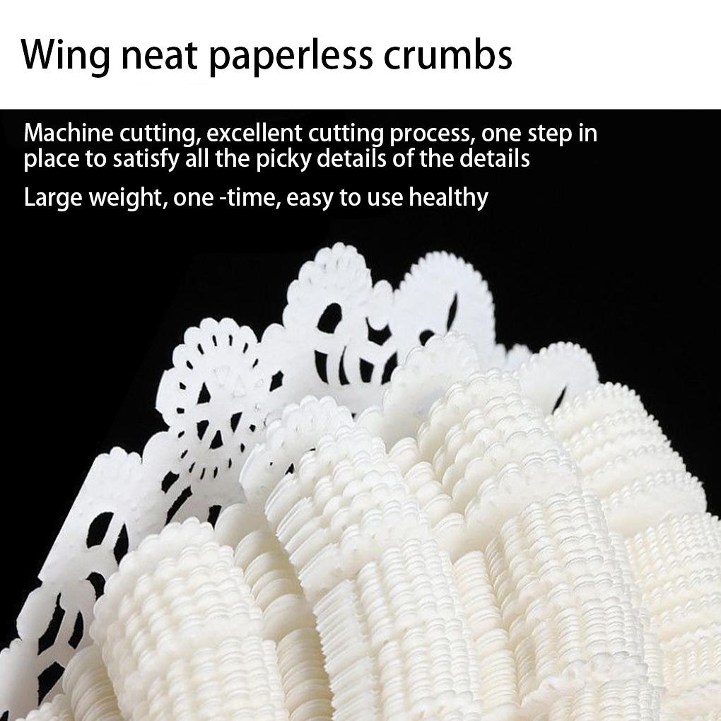 200 Pieces Paper Oil-proof Baking Single-used Hollow-out Oil Papers Cake Pad Accessory for Home Kitchen Bakery Restaurant